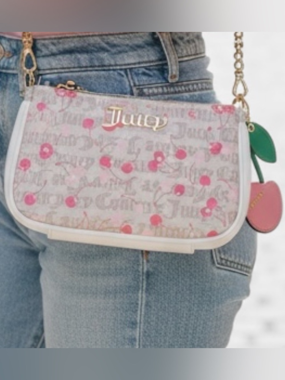 Juicy Couture Boxed Set Sandstone Pink   Bag & mirrored cherry charm - Picture 3 of 8